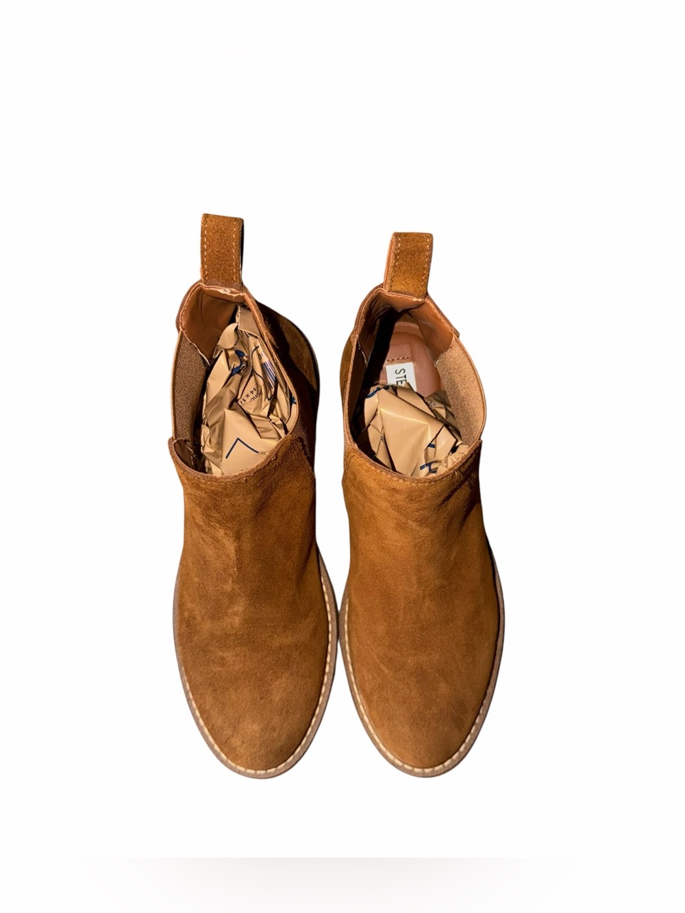 Steve Madden Leopold Suede Chelsea Boots Cognac Brown Lug Sole Leather Women 7.5 - Picture 9 of 9